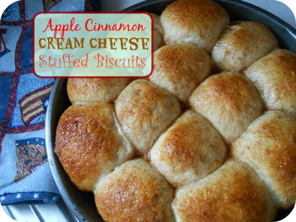 Apple Cinnamon Cream Cheese Stuffed Biscuits labeled